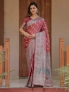 Dusty Rose Pink Banarasi Silk Saree with Intricate Paisley Zari Weaving & Tassel Detailing