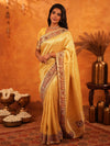 Sunshine Yellow Banarasi Silk Saree with Rich Zari Weaving & Heavy Embroidered Border | Designer Festive & Wedding Wear Saree with Blouse