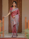 Dusty Rose Pink Banarasi Silk Saree with Intricate Paisley Zari Weaving & Tassel Detailing