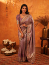 Dusty Mauve Banarasi Silk Saree with Intricate Zari Weaving & Rich Embroidered Border | Wedding & Festive Wear Saree with Blouse