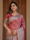 Dusty Rose Pink Banarasi Silk Saree with Intricate Paisley Zari Weaving & Tassel Detailing