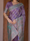 Royal Lavender Purple Banarasi Silk Saree with Intricate Paisley Zari Weaving & Tassel Detailing