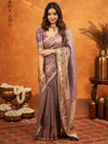 Lavender Purple Banarasi Silk Embroidered Saree with Floral Border & Zari Weaving | Heavy Embroidered Blouse with Tassels | Wedding & Festive Wear Saree