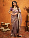 Lavender Purple Banarasi Silk Embroidered Saree with Floral Border & Zari Weaving | Heavy Embroidered Blouse with Tassels | Wedding & Festive Wear Saree
