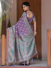 Royal Lavender Purple Banarasi Silk Saree with Intricate Paisley Zari Weaving & Tassel Detailing