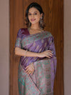 Royal Lavender Purple Banarasi Silk Saree with Intricate Paisley Zari Weaving & Tassel Detailing