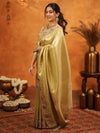 Olive Gold Banarasi Silk Embroidered Saree with Paisley Border & Zari Weaving | Heavy Embroidered Blouse with Tassels | Wedding & Festive Wear Saree