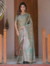Olive Gold Banarasi Silk Saree with Intricate Paisley Zari Weaving & Tassel Detailing