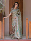 Olive Gold Banarasi Silk Saree with Intricate Paisley Zari Weaving & Tassel Detailing