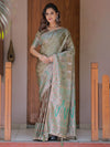 Olive Gold Banarasi Silk Saree with Intricate Paisley Zari Weaving & Tassel Detailing