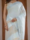 Pure White & Mustard Gold Handloom Cotton Saree with Minimal Striped Border & Tassel Detailing