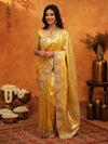 Rich Mustard Gold Banarasi Silk Saree with Floral Embroidered Border & Zari Weaving | Premium Festive Wedding Wear Saree