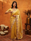 Rich Mustard Gold Banarasi Silk Saree with Floral Embroidered Border & Zari Weaving | Premium Festive Wedding Wear Saree