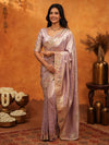 Lavender Pink Banarasi Silk Saree with Delicate Floral Embroidered Border & Zari Weaving | Premium Pastel Wedding & Festive Wear Saree