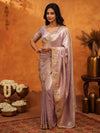Lavender Pink Banarasi Silk Saree with Delicate Floral Embroidered Border & Zari Weaving | Premium Pastel Wedding & Festive Wear Saree