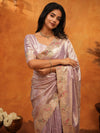 Lavender Pink Banarasi Silk Saree with Delicate Floral Embroidered Border & Zari Weaving | Premium Pastel Wedding & Festive Wear Saree
