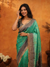 Teal Green Banarasi Silk Saree with Black Zari Border & Rich Woven Pallu | Designer Festive & Wedding Wear Saree
