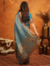 Teal Blue Banarasi Silk Saree with Intricate Zari Weaving & Heavy Embroidered Border | Designer Festive Wedding Wear Saree with Blouse & Tassels
