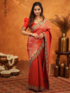 Classic Red Banarasi Silk Saree with Rich Zari Weaving & Heavy Embroidered Border | Designer Wedding Wear Saree with Blouse & Tassels