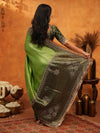 Parrot Green Banarasi Silk Saree with Rich Zari Border & Contrast Blouse | Designer Wedding & Festive Wear Saree