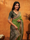Parrot Green Banarasi Silk Saree with Rich Zari Border & Contrast Blouse | Designer Wedding & Festive Wear Saree
