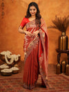 Tomato Red Banarasi Silk Saree with Rich Zari Weaving & Designer Embroidered Border | Wedding & Festive Wear Saree with Blouse & Tassels