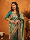 Bottle Green Banarasi Silk Saree with All-Over Zari Weaving & Designer Embroidered Border | Premium Wedding & Festive Wear Saree with Blouse & Tassels