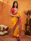 Sunshine Yellow & Red Banarasi Silk Saree with Rich Zari Border & Contrast Pallu | Designer Festive & Wedding Wear Saree