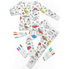 Full length view of white cotton Magic Coloring Pajama Set with markers for kids by Shree Roop