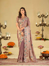 Lavender Designer Fendy Satin Saree with Multicolor Paisley Embroidery & Heavy Embroidered Border | Festive Party Wear Saree
