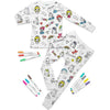 White cotton Magic Coloring Pajama Set with 12 washable markers by Shree Roop