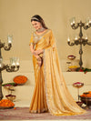 Mustard Yellow Designer Fendy Satin Saree with Heavy Embroidered Blouse & Sequin Border | Premium Wedding Party Wear Saree