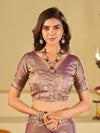 Lavender Designer Fendy Satin Saree with Multicolor Paisley Embroidery & Heavy Embroidered Border | Festive Party Wear Saree