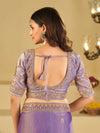 Lavender Designer Fendy Satin Saree with Heavy Embroidered Blouse & Stone Work Border | Premium Wedding Party Wear Saree