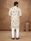 Full Length View of Blue Rayon Men's Kurta Set with Pyjama - Shree Roop