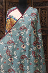 Ivory Malai Silk Dupatta with Heritage Crowd Illustration Border, Pastel Leaf Motifs & Tassel Detailing