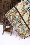 Beige Malai Silk Dupatta with Tribal Floral Print & Peacock Motif Border – Handcrafted Ethnic Stole