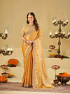 Mustard Yellow Designer Fendy Satin Saree with Heavy Embroidered Blouse & Sequin Border | Premium Festive Wedding Wear Saree