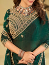 Emerald Green Designer Fendy Satin Saree with Heavy Embroidered Blouse & Sequin Border | Premium Wedding & Festive Wear Saree