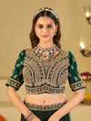 Emerald Green Designer Fendy Satin Saree with Heavy Embroidered Blouse & Sequin Border | Premium Wedding & Festive Wear Saree