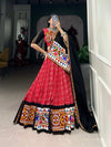 Red LNB Navratri Lehenga with Gamthi and Mirror Work Front View - Shree Roop