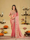 Baby Pink Designer Fendy Satin Saree with Heavy Embroidered Blouse & Zari Border | Premium Wedding Party Wear Saree