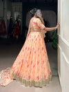 LNB Floral Tabby Silk Lehenga Set with Dupatta and Drawstring Zip Closure in Multicolor - Shree Roop