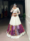 Elegant unstitched Shree Roop dupatta in vibrant color with intricate embroidery front view