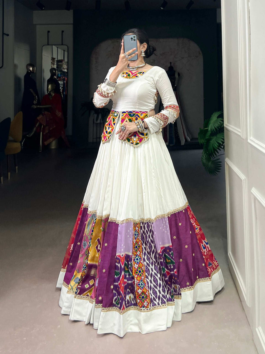 Elegant unstitched Shree Roop dupatta in vibrant color with intricate embroidery front view