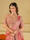 Baby Pink Designer Fendy Satin Saree with Heavy Embroidered Blouse & Zari Border | Premium Wedding Party Wear Saree