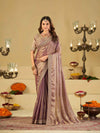 Lavender Purple Designer Fendy Satin Saree with Heavy Embroidered Blouse & Sequin Border | Premium Wedding Party Wear Saree