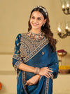 Royal Blue Designer Fendy Satin Saree with Heavy Embroidered Blouse & Zari Border | Premium Wedding & Festive Wear Saree