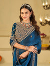Royal Blue Designer Fendy Satin Saree with Heavy Embroidered Blouse & Zari Border | Premium Wedding & Festive Wear Saree