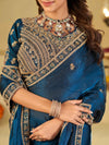 Royal Blue Designer Fendy Satin Saree with Heavy Embroidered Blouse & Zari Border | Premium Wedding & Festive Wear Saree